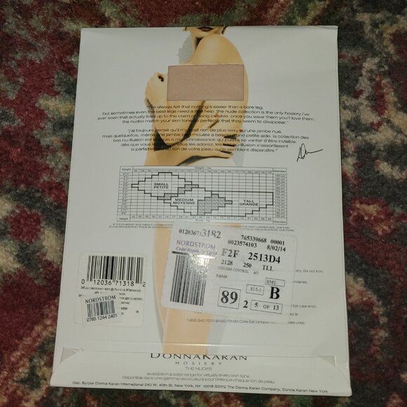 NEW  DONNA KAREN Pantyhose The Nudes Toeless Control Top Tone A01 Tall - Picture 2 of 5